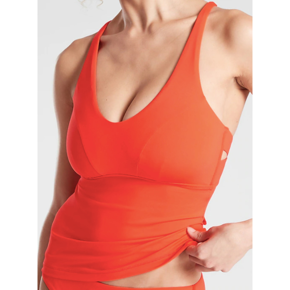 Athleta S ABC cup Vermillion Triangle tankini adjustable top swim bathing suit